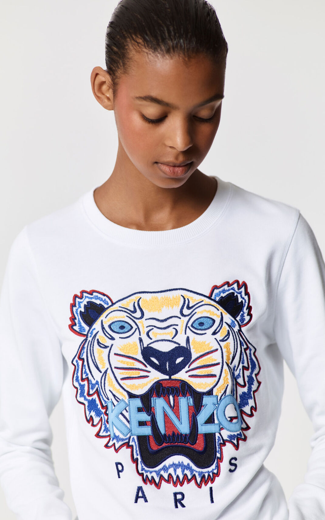 Kenzo Tiger φούτερ γυναικεια ασπρα | GR797196